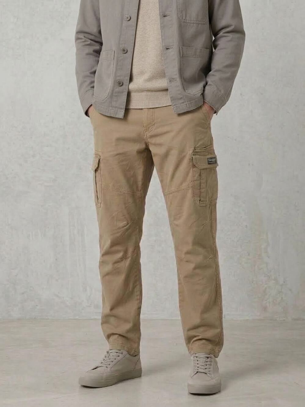 Wrangler Mens 36x32 Khaki Tan Cargo Pants Relaxed Fit Stretch Gorpcore Workwear